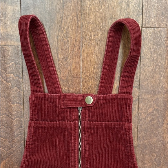 Burgundy Wide Wale Corduroy Overall Mini Dress, Size Medium - Picture 2 of 9